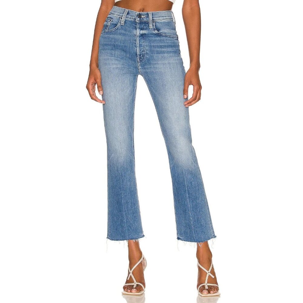 NWT Mother Tripper Ankle Fray in We The Animals High Rise Stretch Crop Jeans 32